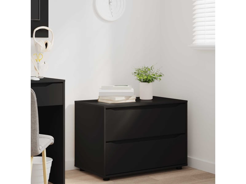  Armoire de rangement, commode de rangement 80 x 48 x 57 cm bois d'ingénierie noir  - Conforama E