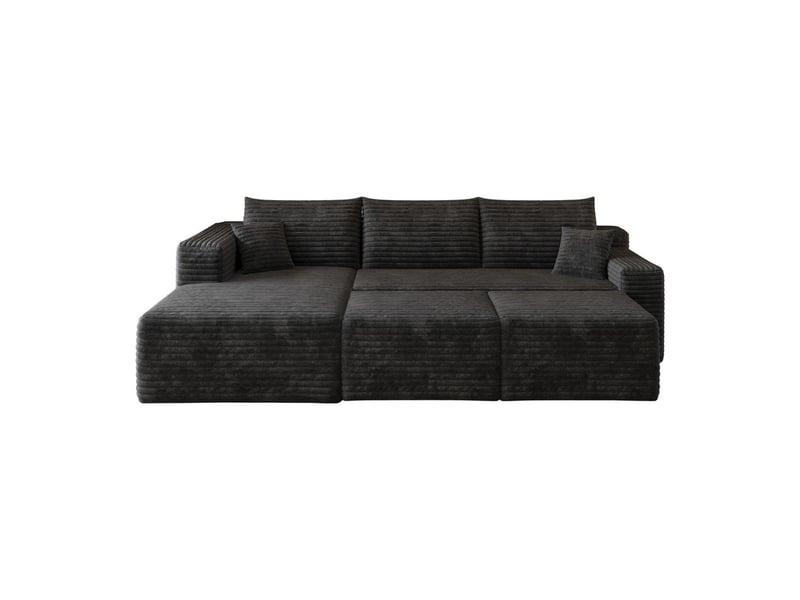  Canapé d'angle  modulaire ,5 places,moderne et minimaliste, assise profonde ,241 × 151 ×58cm,noir  - Conforama A