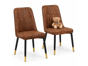 Lot de 2 chaises de salle à manger 43x41,5x89 cm, revêtement textile technique marron, chaises de cuisine, ergonomique, pieds métal
