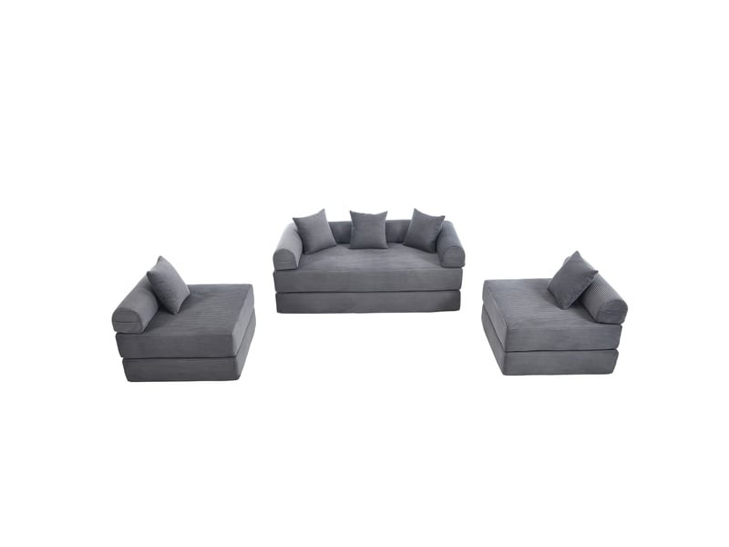  Canapé familial modulable, gris foncé, avec rangement, modules combinables, adapté aux animaux  - Conforama D