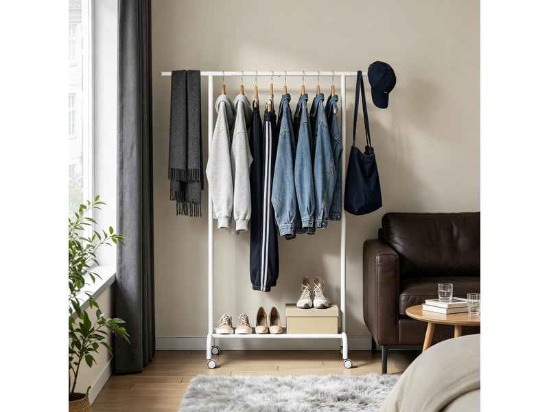  Portant à vêtements à roulettes, penderie ouverte, portant mobile  - Conforama E