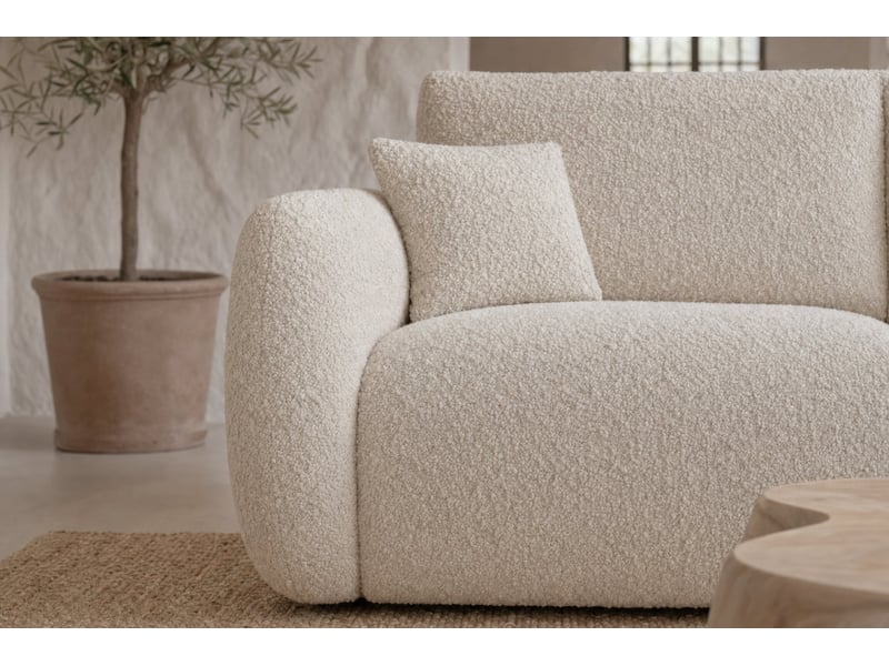  Elio mini - canapé droit convertible tissu bouclette 2 places beige  - Conforama E