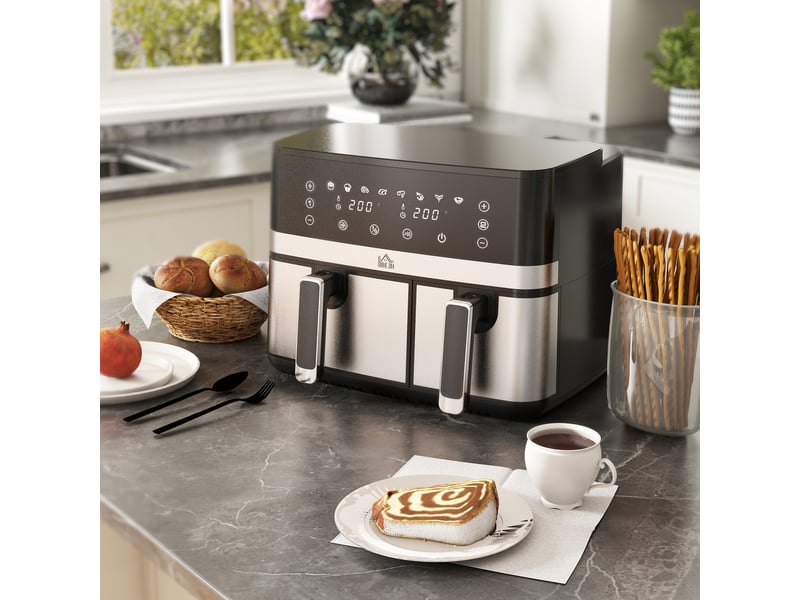  Friteuse à air sans huile, air fryer, double compartiment 8,5 l, 2700 w - 8 programmes, minuterie, température réglable  - Conforama A