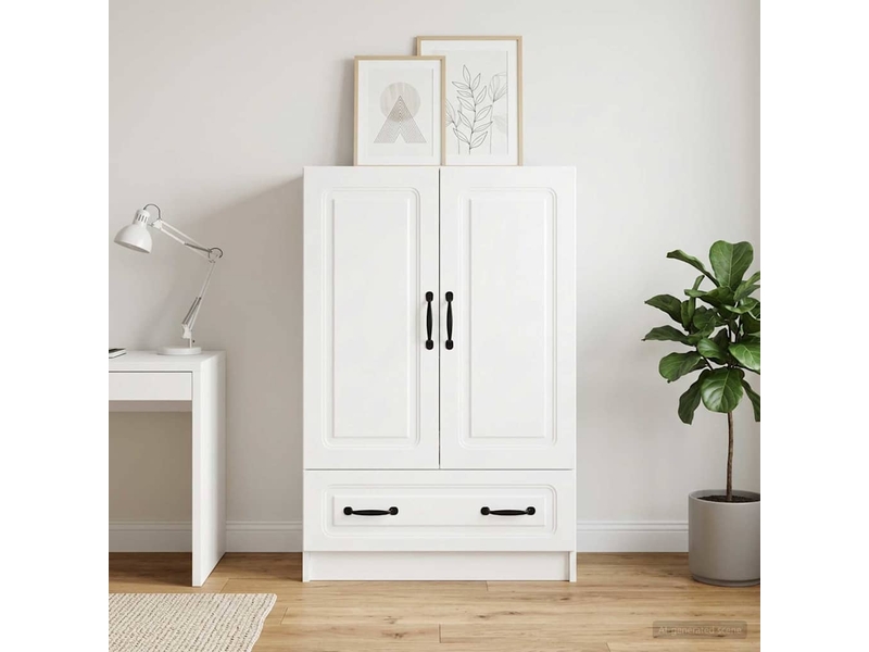  Buffet - bahut - meuble de rangement blanc brillant 66 x 34,5 x 92 cm bois d'ingénierie  - Conforama C