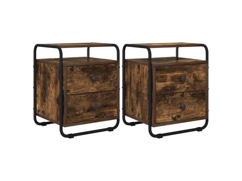  Table de chevet - cabinet de chevet - table de nuit 2 pc chêne fumé bois d'ingénierie  - Conforama A