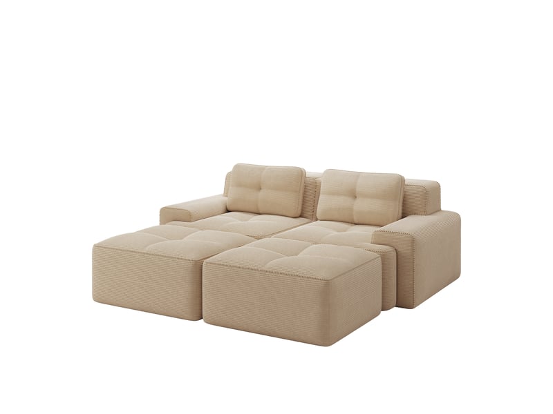  Canapé modulaire 2 places 204x177x69 cm en velours côtelé beige  - Conforama A