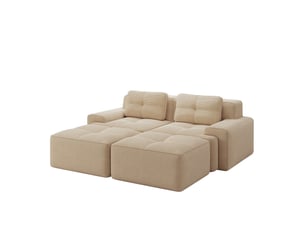 Canapé modulaire 2 places 204x177x69 cm en velours côtelé beige