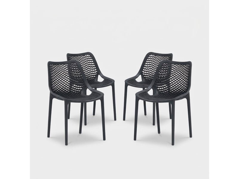  Lot de 4 chaises empilables pour intérieur et extérieur malinska - anthracite  - Conforama A