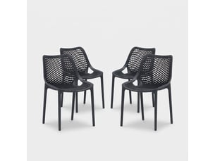 Lot de 4 chaises empilables pour intérieur et extérieur malinska - anthracite