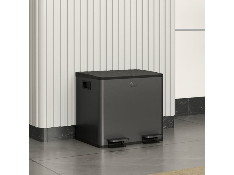  Poubelle de tri 2 x 15 l 41,7 x 36,6 x 43,2 cm noire  - Conforama B