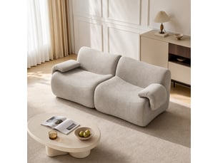 Canapé droit fixe <strong>MEUBLES COSY</strong> <strong></strong> 2 places Tissu gris