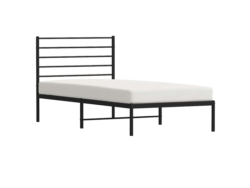  Lit simple- lit adulte -  cadre de lit métal sans matelas avec tête de lit noir 80x200 cm  - Conforama D