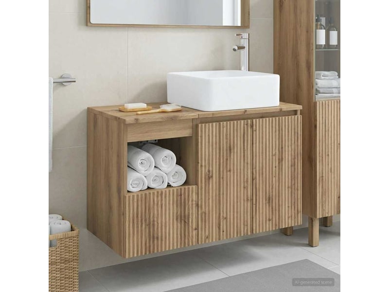  Ensemble de mobilier de salle de bain 2 pc chêne artisanal cf64064  - Conforama B