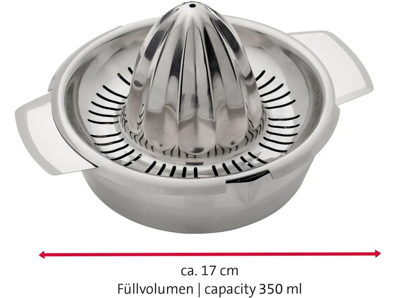  Presse-citron avec récipient 350 ml en acier inoxydable 304 - gradué, ø 13,8 cm - compatible lave-vaisselle  - Conforama E
