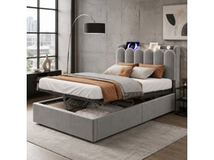 Lit coffre 90x200 cm <strong>OKMYHOME</strong>  <strong></strong> coloris gris