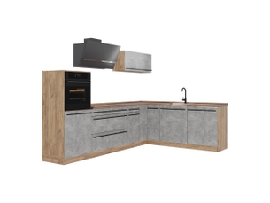 Vicco cuisine en angle, bétonchêne doré, 287 x cm plan de travail chêne doré