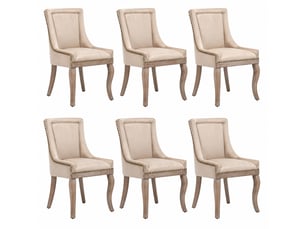 Lot de 6 chaises de salle à manger 55x61x91 cm en velours et bois rembourrées beige chicfurn