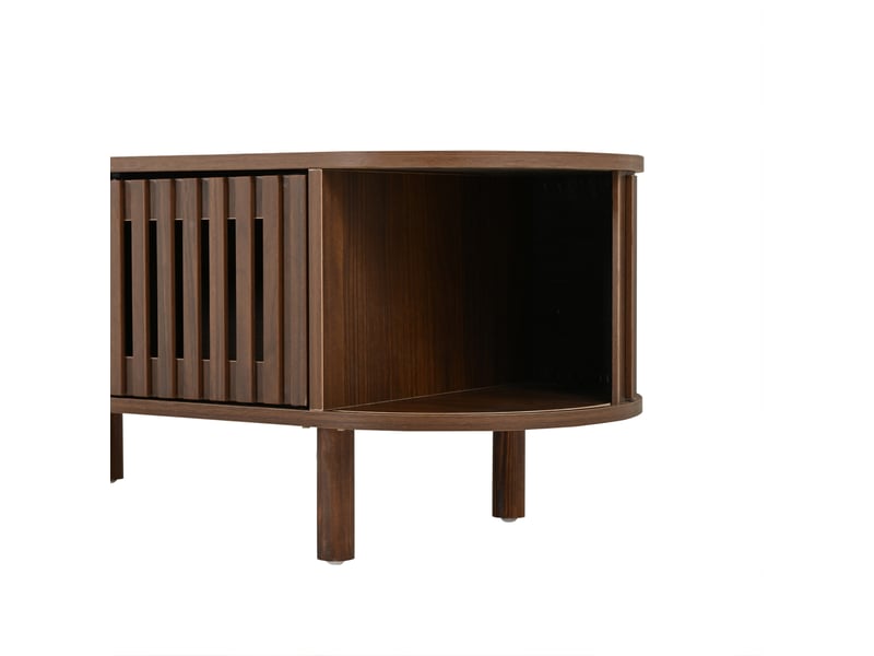 Table basse ovale avec rangement 100x40x38 cm en mdf coloris noyer - Conforama R