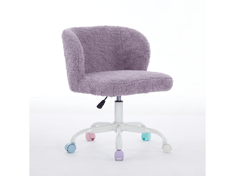  Chaise de bureau violette en fausse fourrure, pivotante et réglable en hauteur, 55x57x81 cm  - Conforama A
