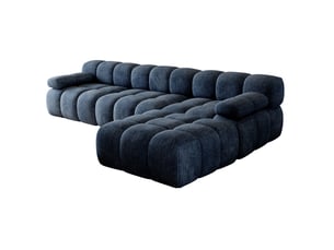 Canapé d'angle compressé 300x200x68 cm 4 places, pour salon, design moderne, contemporain, mousse douce et tissu, bleu