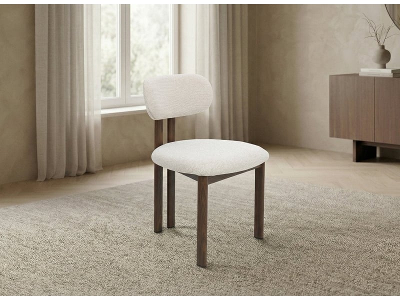  Lot de 2 chaises en tissu texturé écru pieds en métal marron leona A3123-ECR-MARR - Conforama C
