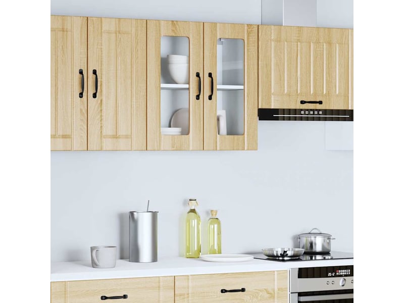  Armoire murale de cuisine avec porte vitrée lucca en chêne sonoma shl8535  - Conforama D