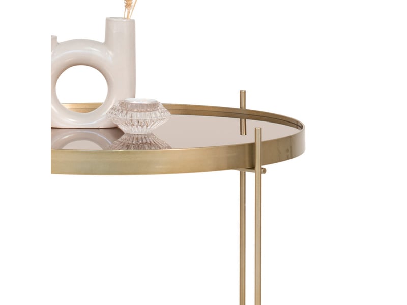 Roma-table basse acier couleur laiton et verre ø48cm  - Conforama D