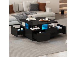 Table basse carré(e) coloris noir MEUBLIV - 70 cmx70 cm
