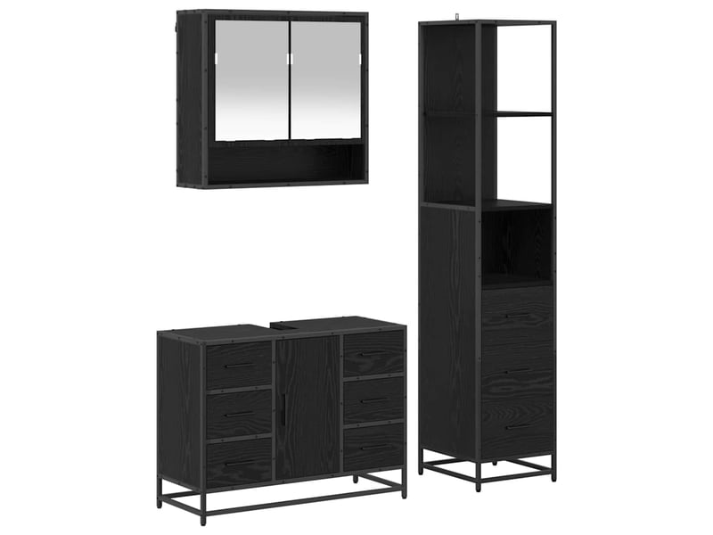  Ensemble de mobilier de salle de bain 3 pc chêne noir cf64357  - Conforama A
