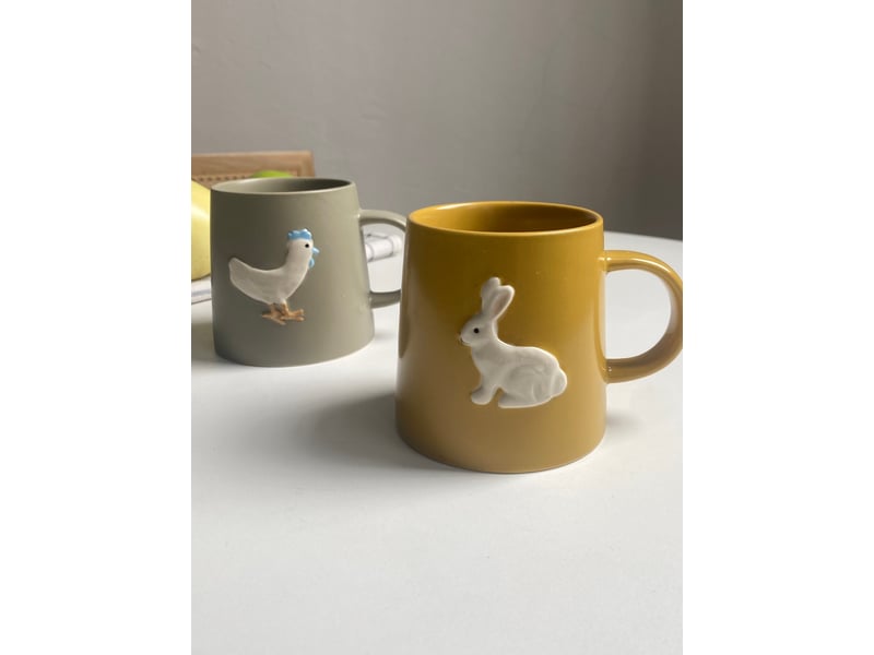  Mug en céramique, motif coq gris  - Conforama C