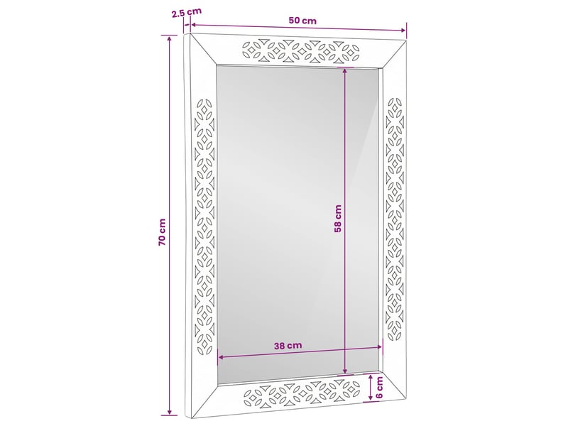 Miroir mural blanc blanchi 70 x 50 cm rectangulaire cf62831 - Conforama E