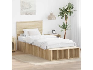 Lit adulte, lit simple, cadre de lit chêne sonoma 90x200cm bois d'ingénierie cf6305