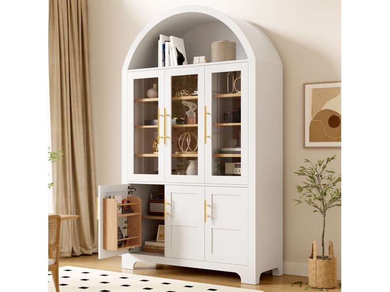  Vitrine 110x40x185 cm avec 6 portes, coloris blanc  - Conforama D