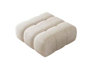 Canapé modulable en mousse sans cadre avec pouf blanc