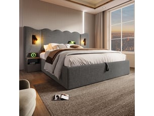Lit coffre 180x200 cm coloris gris