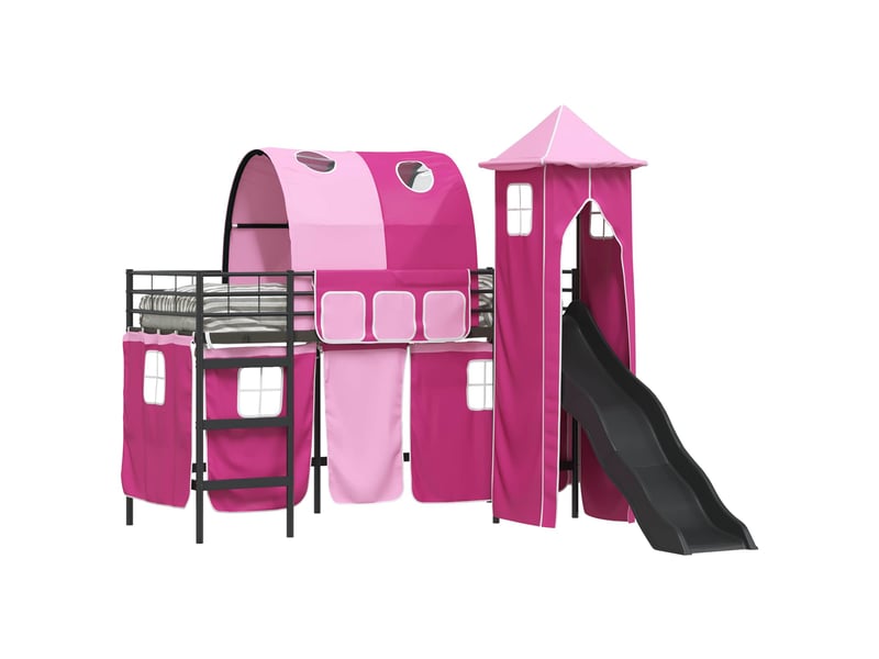  Cadre de lit superposé pour enfants - lit jeune noir et rose 90 x 190 cm  - Conforama A