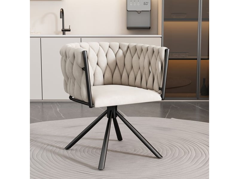  Chaise pivotante en velours - beige - rotation 360° - design ergonomique - 10.3 kg - supporte 150 kg - montage facile beige - Conforama C