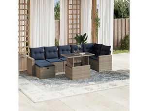 Vidaxl ensemble de canapé de jardin 8 pcs avec coussins gris résine tressée