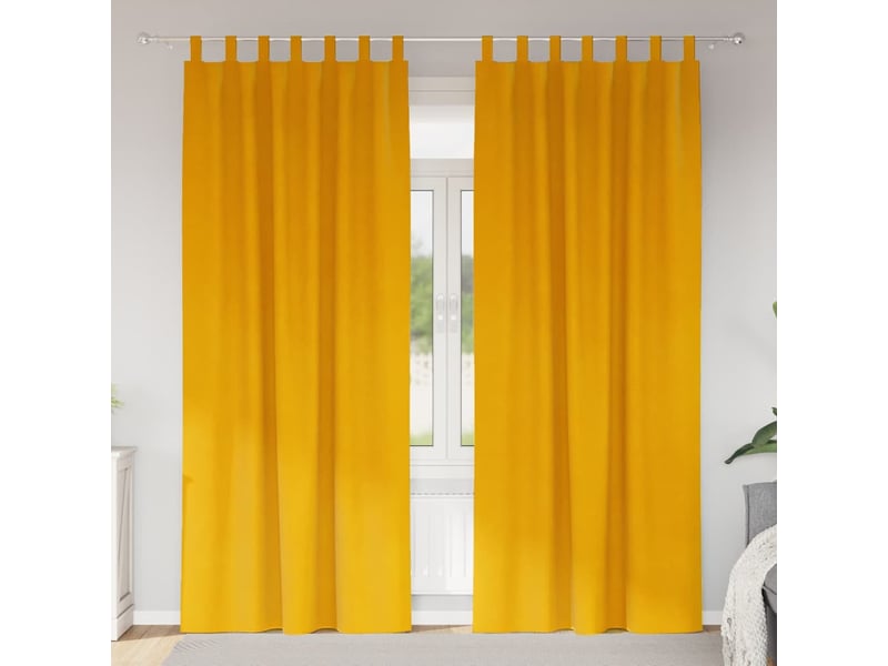 Lot de 2 rideaux, rideaux de fenêtre jaune moutarde 140 x 260 cm velours cf44087 - Conforama B