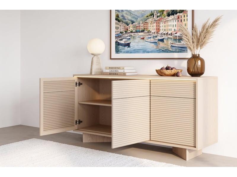  Gobi - buffet 154 cm melaminé beige  - Conforama D