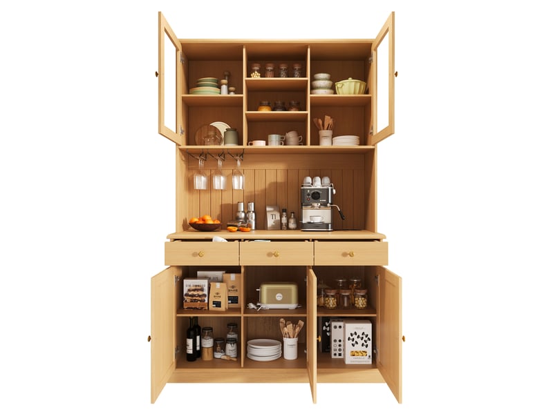 Buffet haut,120x40x191 cm,panneau de particules,coloris naturel - Conforama C