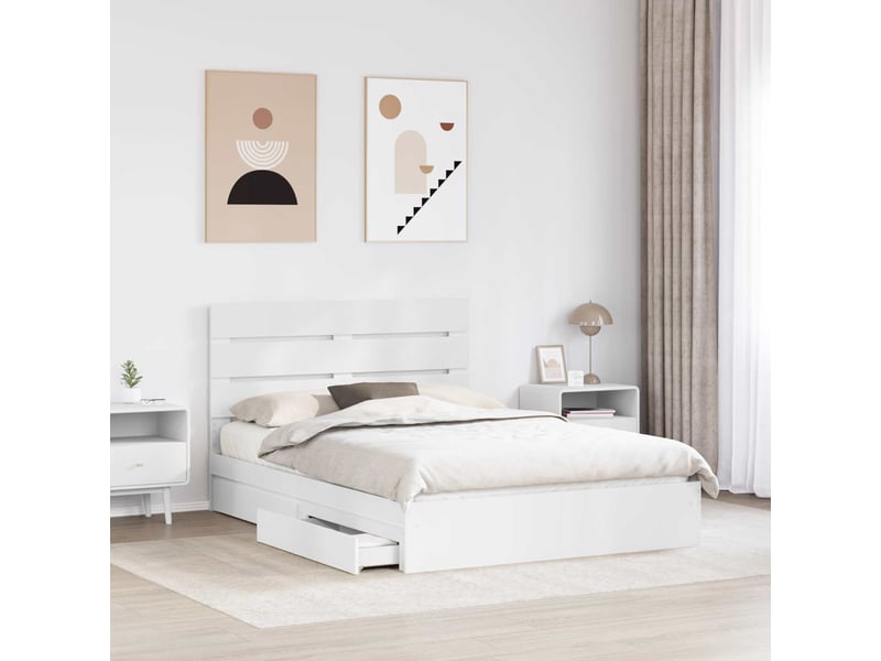  Lit double- lit adulte -  lit de rangement blanc 140 x 200 cm bois d'ingénierie  - Conforama B