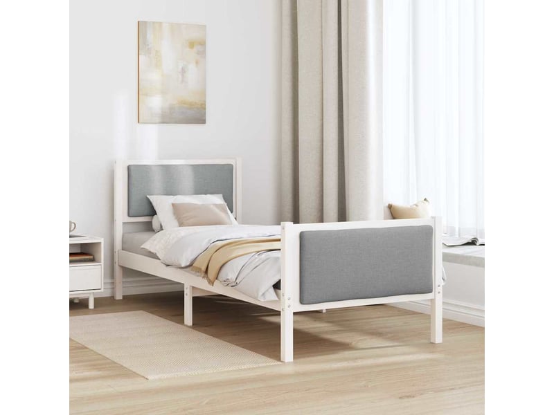  Lit simple- lit adulte -  cadre de lit avec tête de lit gris clair 80 x 200 cm tissu  - Conforama C