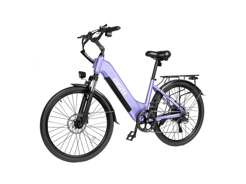  Vélo électrique de ville eskute c202, step-through 26, 48v 17.5ah, 7 vitesses, violet  - Conforama B