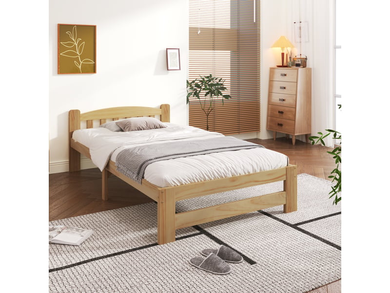  Lit adulte couchage gain de place 90 200 en bois massif naturel avec tête de lit homvra  - Conforama D