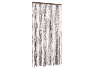 Rideau anti-mouches, moustiquaire taupe et blanc 100x200 cm chenille cf43579