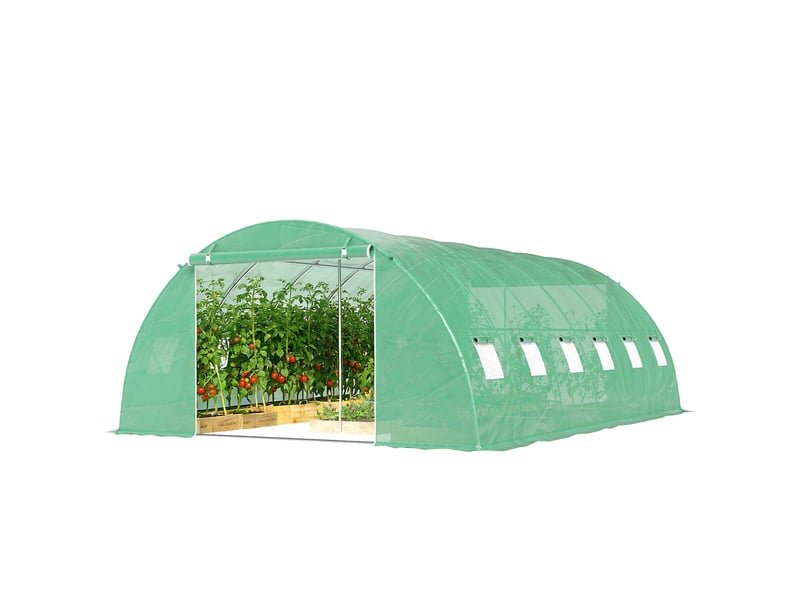  Serre tunnel de jardin serre maraîchère acier galvanisé ø25mm et structure renforcée 395x595x199cm vert  - Conforama B
