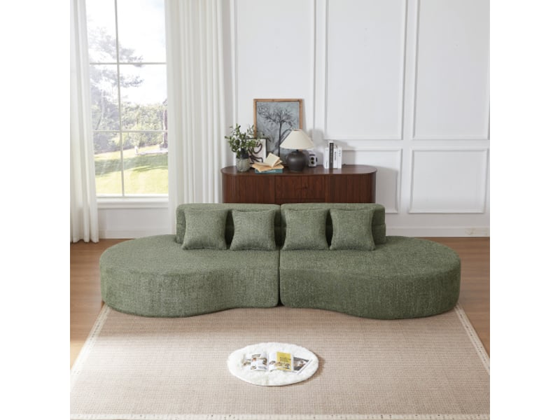  Canapé modulable 310 cm, 2 pièces sans cadre, mousse mémoire haute densité, housse teddyfleece lavable, design minimaliste moderne  - Conforama B