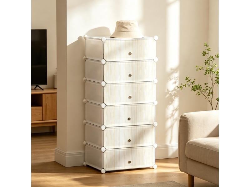 Tour de rangement modèle stack, armoire empilable polyvalente, étagère modulable créative - Conforama E