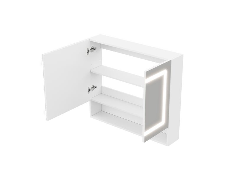  Armoire miroir sdb blanche 80 × 17 × 70 cm, led, antibuée, soft-close  - Conforama D